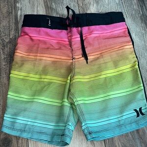 Boys Hurley Rainbow Gradient Board Shorts  with rash guard size 7